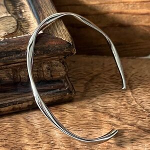 Unisex Open Bangle  925 Sterling Silver Adjustable